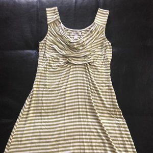 Green and white striped cotton sundress